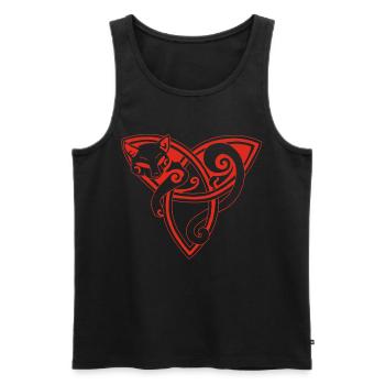 Celtic cat at rest (red) - Men's Premium Organic Tank Top - black - Front - AI Model Male 178 light (178cm)