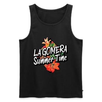 La Gomera Sommer Sonne Strand Meer Palmen - Männer Premium Bio Tank Top - Schwarz - Vorne - AI Model Male 178 light (178cm)