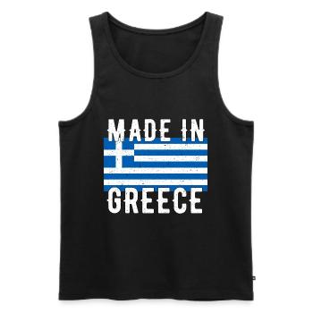 Made in Greece Greek Flag Retro Vintage - Men's Premium Organic Tank Top - black - Front - Michal (187cm)