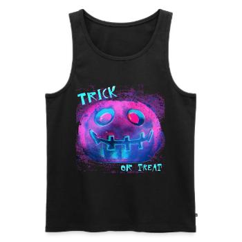 Neon Kürbis Trick Or Treat - Männer Premium Bio Tank Top - Schwarz - Vorne - AI Model Male 178 light (178cm)