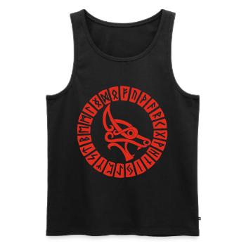 Roter Wolf und Wikingerrunen - Männer Premium Bio Tank Top - Schwarz - Vorne - Michal (187cm)