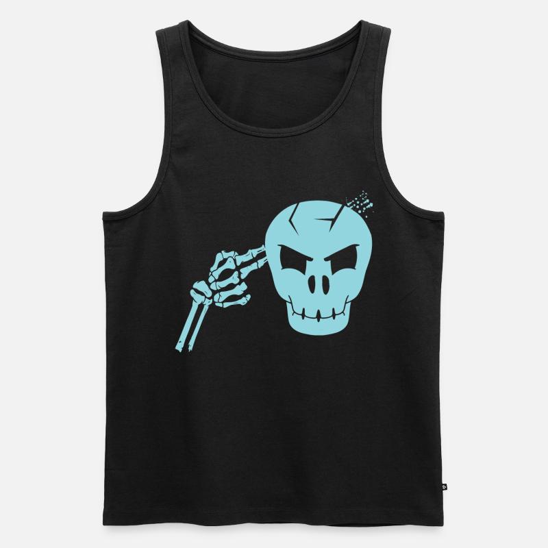 Totenkopf Kopfschuss - Männer Premium Bio Tank Top - Schwarz