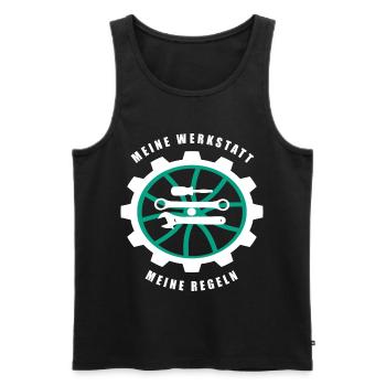 Meine Werkstatt Meine Regeln - Männer Premium Bio Tank Top - Schwarz - Vorne - AI Model Male 178 light (178cm)