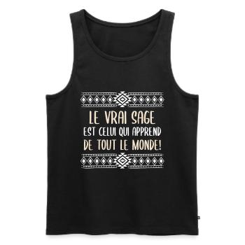 Le vrai sage - Débardeur bio Premium Homme - noir - Devant - Michal (187cm)