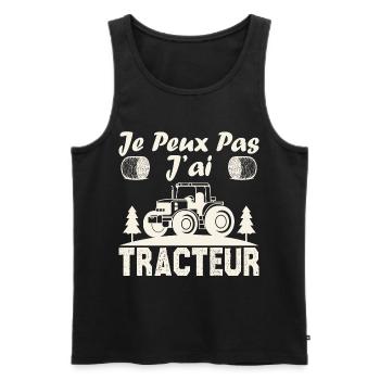 Je peux pas j ai tracteur - Débardeur bio Premium Homme - noir - Devant - Michal (187cm)