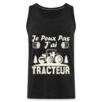 Je peux pas j ai tracteur - Débardeur bio Premium Homme - charbon - Devant - Alexander (188cm)