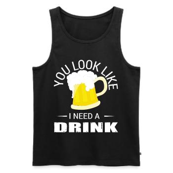 You Look Like I Need a Drink - Men's Premium Organic Tank Top - black - Front - Michal (187cm)