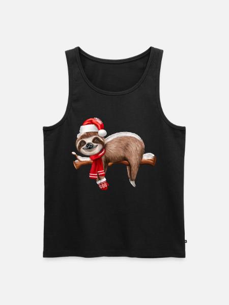 Weihnachten Faultier Christmas Sloth - Männer Premium Bio Tank Top - Schwarz