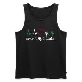 Women Life Freedom Heartbeat Women's Rights Iran - Men's Premium Organic Tank Top - black - Front - AI Model Male 178 light (178cm)
