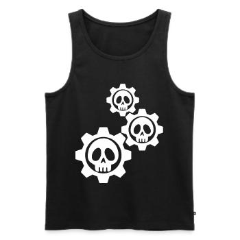 White skulls and gears - Men's Premium Organic Tank Top - black - Front - Michal (187cm)