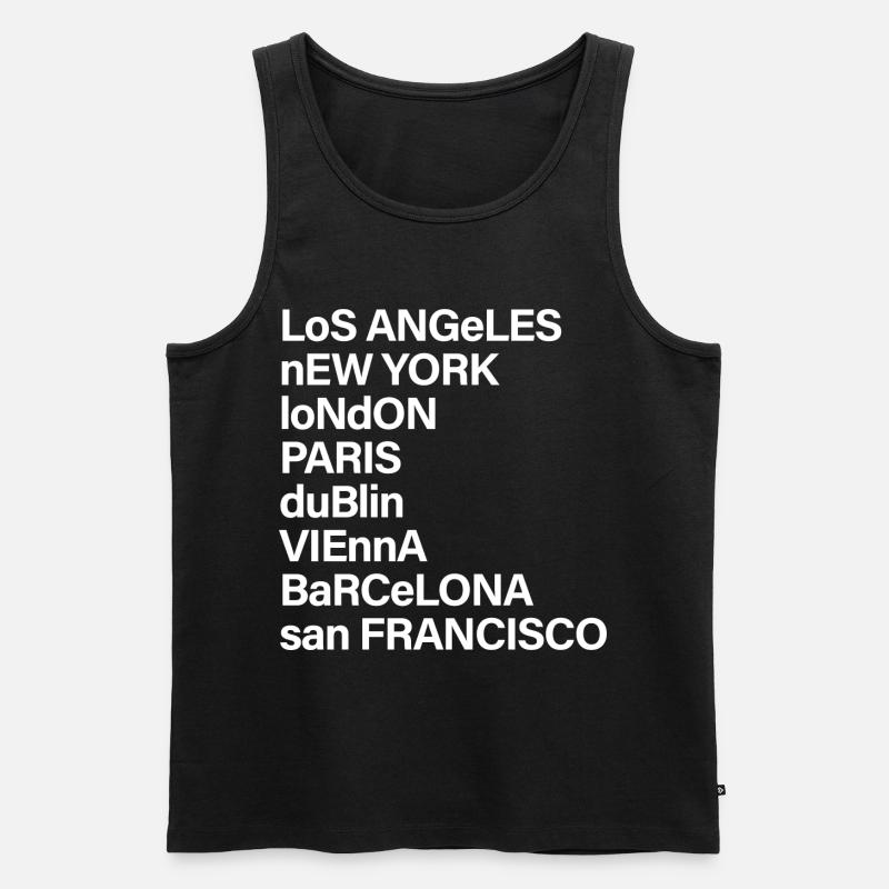 CITY NAMES BOLD white - Männer Premium Bio Tank Top - Schwarz