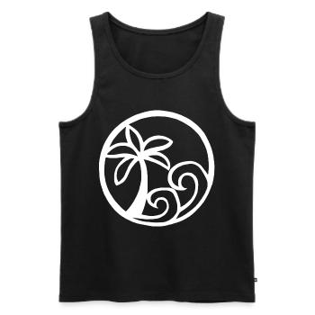 Vagues et palmier blanc - Débardeur bio Premium Homme - noir - Devant - AI Model Male 178 light (178cm)