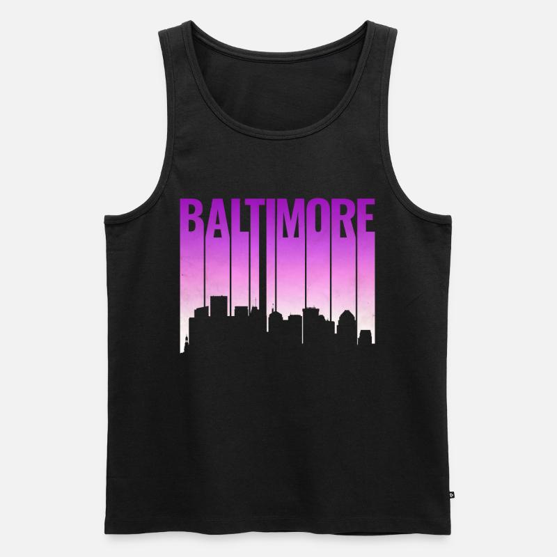 Baltimore Skyline Gradient - Männer Premium Bio Tank Top - Schwarz