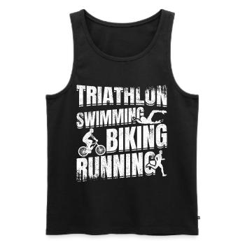 Triathlon Swimming Running Cycling - Men's Premium Organic Tank Top - black - Front - AI Model Male 178 light (178cm)
