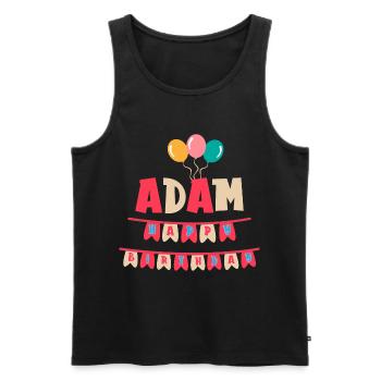 Adam T-Shirt Happy Birthday T-Shirt Geschenkidee - Männer Premium Bio Tank Top - Schwarz - Vorne - Michal (187cm)