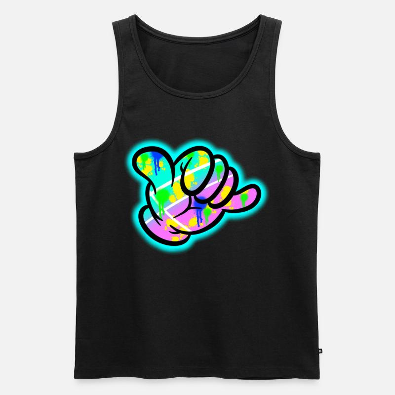 Shaka Graffiti Farbexplosion - Männer Premium Bio Tank Top - Schwarz