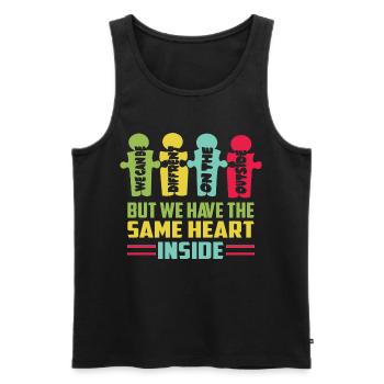 Alle haben das gleiche Herz - Männer Premium Bio Tank Top - Schwarz - Vorne - AI Model Male 178 light (178cm)
