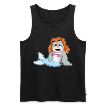 Seehund Meerjungfrau - Männer Premium Bio Tank Top - Schwarz - Vorne - Michal (187cm)