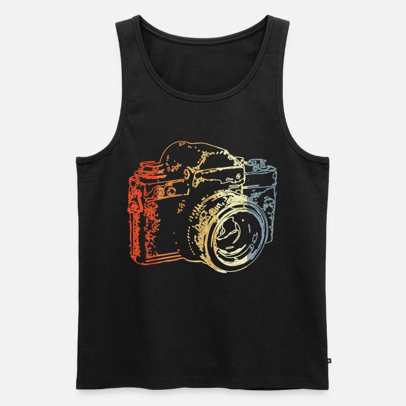 Retro Analog Kamera Zeichnung - Männer Premium Bio Tank Top - Schwarz