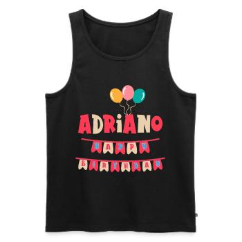 t-shirt joyeux anniversaire Adriano t-shirt anniversaire - Débardeur bio Premium Homme - noir - Devant - Michal (187cm)