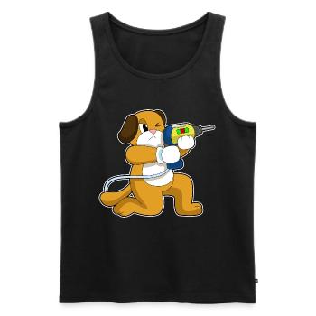 Hund Handwerker Bohrmaschine Handwerk - Männer Premium Bio Tank Top - Schwarz - Vorne - AI Model Male 178 light (178cm)