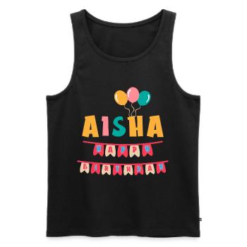 Aisha t-shirt joyeux anniversaire joyeux anniversaire - Débardeur bio Premium Homme - noir - Devant - Michal (187cm)