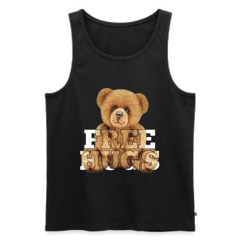 Teddy Gratis Umarmungen Geschenk - Männer Premium Bio Tank Top - Schwarz - Vorne - Michal (187cm)