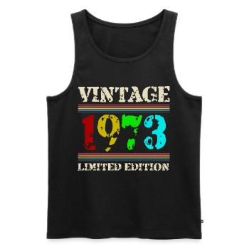 1973 Anniversaire Retro Vintage né en 1973 - Débardeur bio Premium Homme - noir - Devant - Michal (187cm)