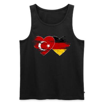 Turkey Germany Flag used heart - Men's Premium Organic Tank Top - black - Front - AI Model Male 178 light (178cm)