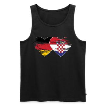 Germany Croatia flag used heart - Men's Premium Organic Tank Top - black - Front - Michal (187cm)