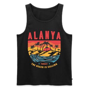 Design de plage vintage à Alanya, en Turquie - Débardeur bio Premium Homme - noir - Devant - AI Model Male 178 light (178cm)