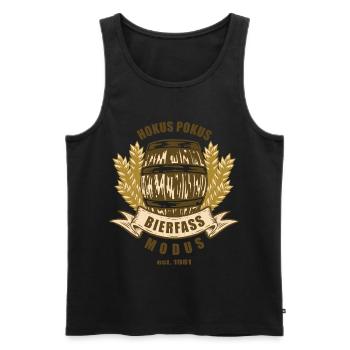 Mode fût de bière - Débardeur bio Premium Homme - noir - Devant - AI Model Male 178 light (178cm)