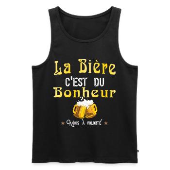 La bière c'est du bonheur mais à volonté humour - Débardeur bio Premium Homme - noir - Devant - Michal (187cm)