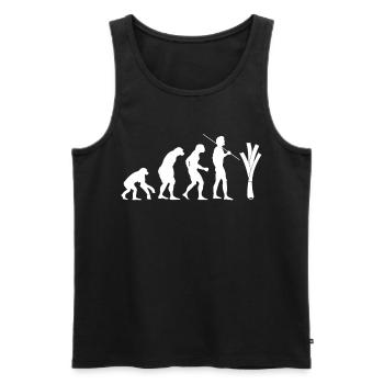 évolution du poireau (blanc) - Débardeur bio Premium Homme - noir - Devant - AI Model Male 178 light (178cm)