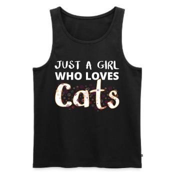 Cat Lover Girl - Men's Premium Organic Tank Top - black - Front - Michal (187cm)