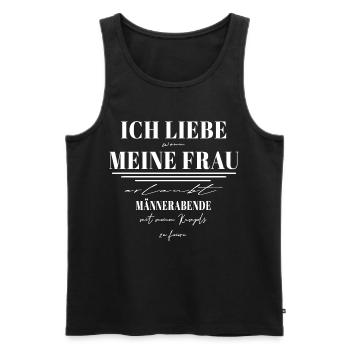ICH LIEBE MEINE FRAU & Männerabende mit Kumpels - Männer Premium Bio Tank Top - Schwarz - Vorne - Michal (187cm)