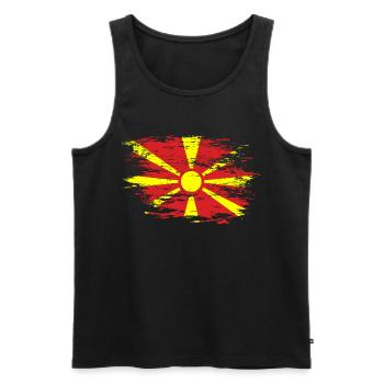 Macedonia flag used - Men's Premium Organic Tank Top - black - Front - Michal (187cm)