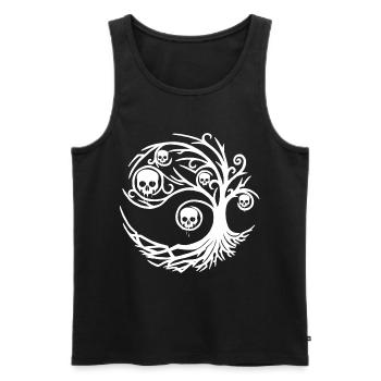 Weißer Baum mit Totenköpfen - Männer Premium Bio Tank Top - Schwarz - Vorne - AI Model Male 178 light (178cm)