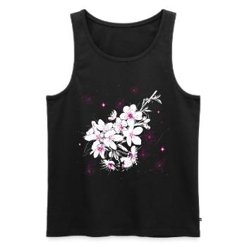 Printemps Sakura en fleurs de cerisier - Débardeur bio Premium Homme - noir - Devant - Michal (187cm)