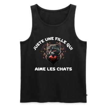 Juste Une Fille Qui Aime Chats - Débardeur bio Premium Homme - noir - Devant - Michal (187cm)