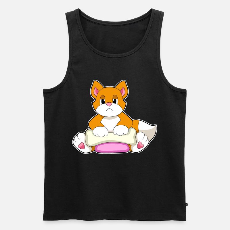 Katze Knochen - Männer Premium Bio Tank Top - Schwarz