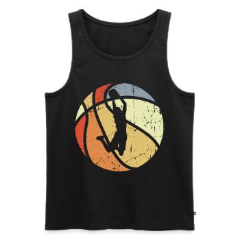 Ballon de basket vintage - Débardeur bio Premium Homme - noir - Devant - Michal (187cm)