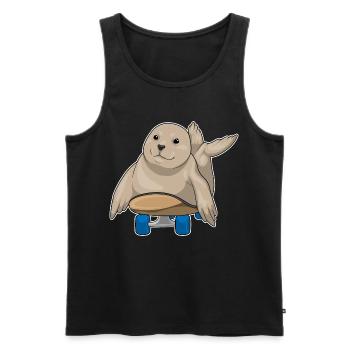 Seehund Skater Skateboard - Männer Premium Bio Tank Top - Schwarz - Vorne - Michal (187cm)