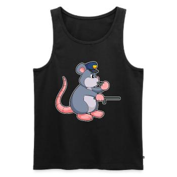 Rat Policier Matraque Police - Débardeur bio Premium Homme - noir - Devant - AI Model Male 178 light (178cm)