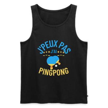 J'peux pas j'ai ping-pong - Débardeur bio Premium Homme - noir - Devant - Michal (187cm)