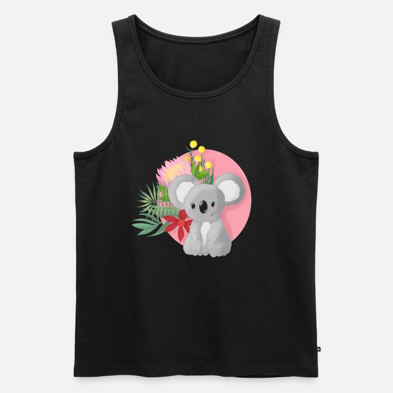 Süßer Koala mit Blumenkranz - Männer Premium Bio Tank Top - Schwarz