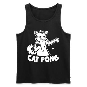 Chat de ping-pong - Débardeur bio Premium Homme - noir - Devant - Michal (187cm)