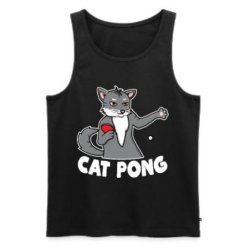 Chat Ping Pong - Débardeur bio Premium Homme - noir - Devant - Michal (187cm)