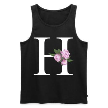 Zarte Pfingstrosen Blumenmotiv H - Männer Premium Bio Tank Top - Schwarz - Vorne - Michal (187cm)