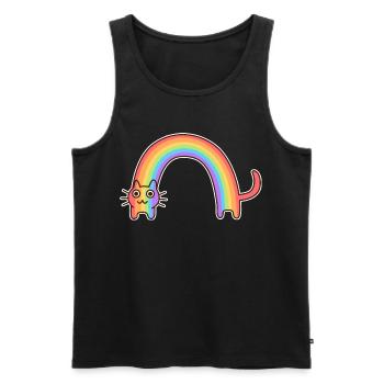 Regenbogenkatze. Buntes Design der Katze * - Männer Premium Bio Tank Top - Schwarz - Vorne - AI Model Male 178 light (178cm)